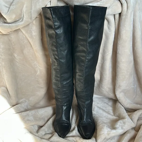 Jonak Black Leather Knee High Boots