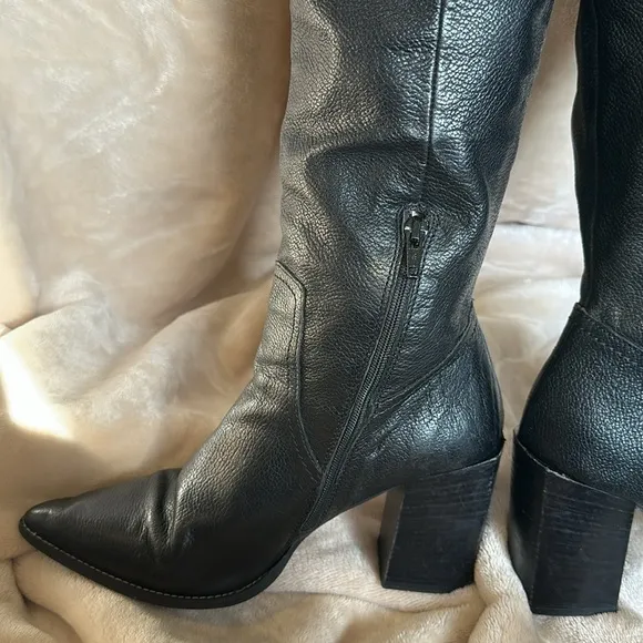 Jonak Black Leather Knee High Boots