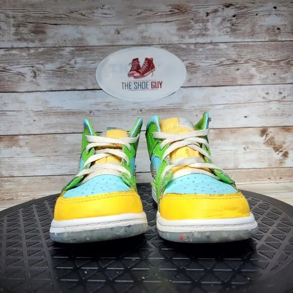Jordan 1 Mid Kids Size 10C SE Glacier Ice/White-Citron Pulse Athletic Shoes