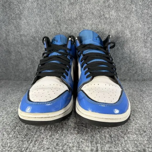 Jordan 1 Mid Signal Blue Mens 10.5 Shoes Athletic Sneakers White Black