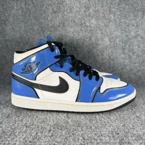 Jordan 1 Mid Signal Blue Mens 10.5 Shoes Athletic Sneakers White Black