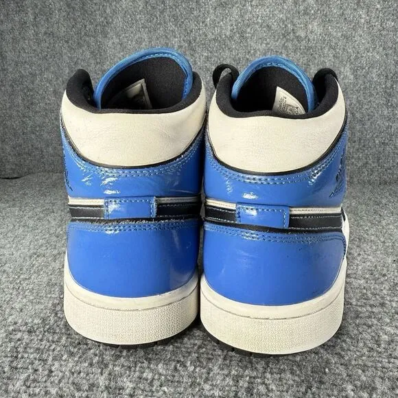 Jordan 1 Mid Signal Blue Mens 10.5 Shoes Athletic Sneakers White Black