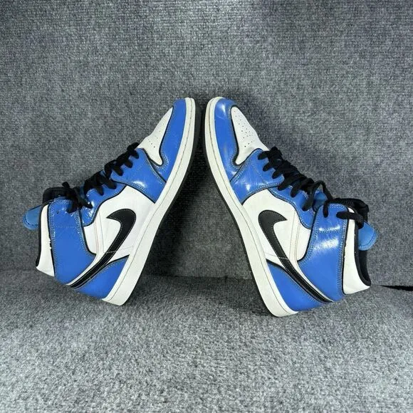 Jordan 1 Mid Signal Blue Mens 10.5 Shoes Athletic Sneakers White Black