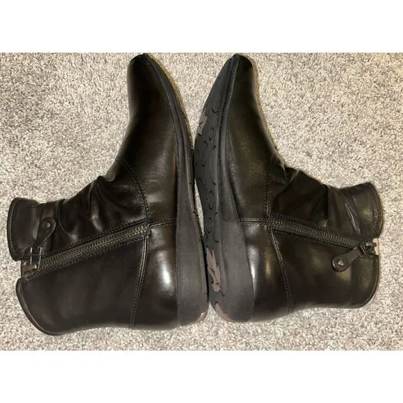Josef Seibel Leather Boots Women 37 6-6.5 Black Faux Fur Lined Naly Faye