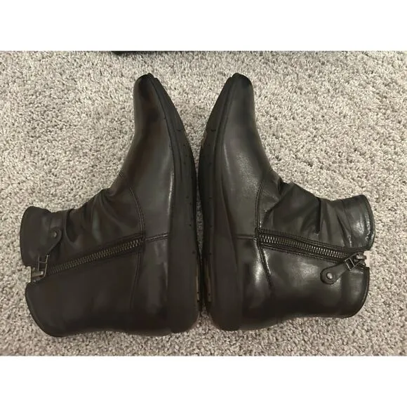 Josef Seibel Leather Boots Women 37 6-6.5 Black Faux Fur Lined Naly Faye