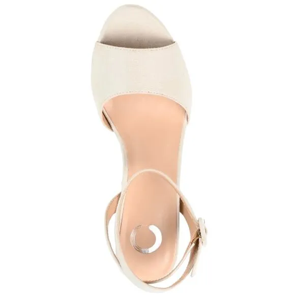 Journee Women's Nairri Platform Block Heel Dress Sandals Nude Size 9 1/2 W