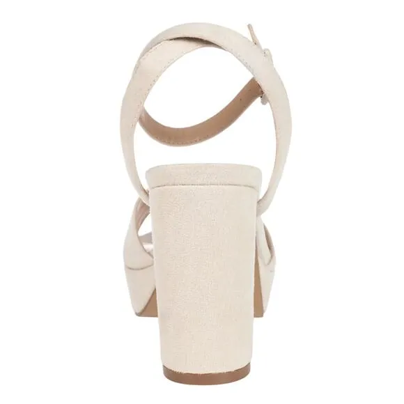 Journee Women's Nairri Platform Block Heel Dress Sandals Nude Size 9 1/2 W
