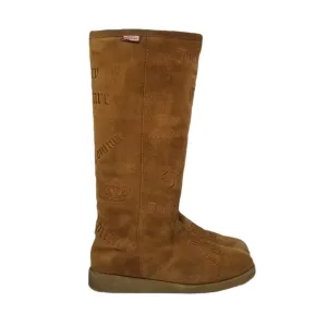 Juicy Couture Angel Logo Knee High Suede Boots in Tobacco Tan Womens Size 7 7.5