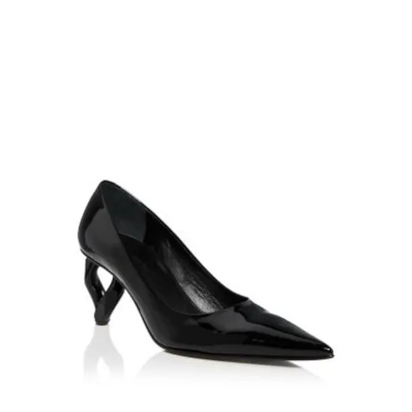 JW ANDERSON Womens Black Toe Sculpted Heel Slip On Leather Pumps Shoes 37.5