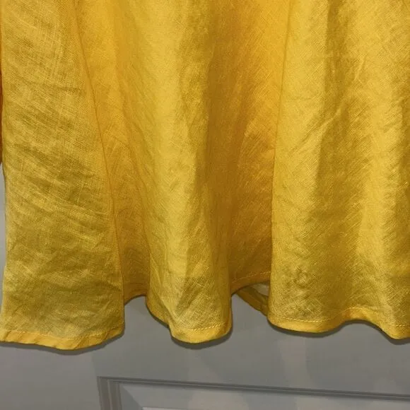 KALITA UTOPIA LINEN MINI DRESS IN YELLOW Sz M US6 EUC