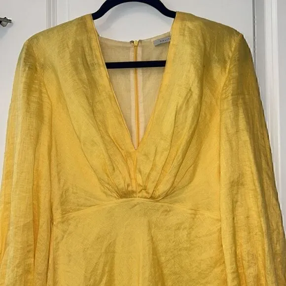 KALITA UTOPIA LINEN MINI DRESS IN YELLOW Sz M US6 EUC