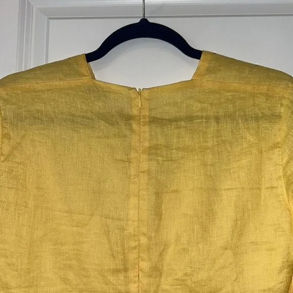KALITA UTOPIA LINEN MINI DRESS IN YELLOW Sz M US6 EUC