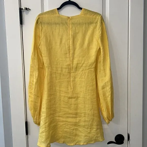 KALITA UTOPIA LINEN MINI DRESS IN YELLOW Sz M US6 EUC