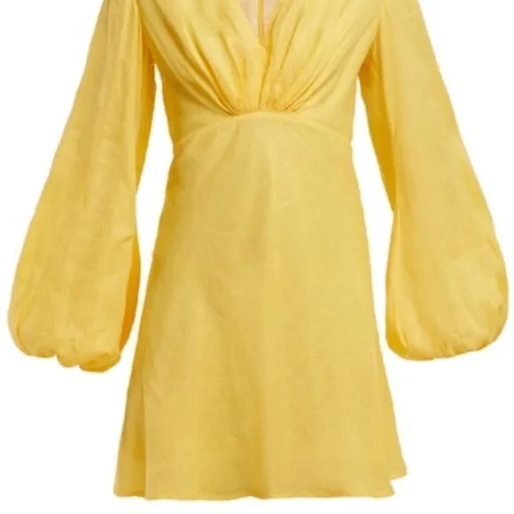 KALITA UTOPIA LINEN MINI DRESS IN YELLOW Sz M US6 EUC