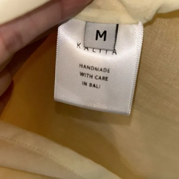 KALITA UTOPIA LINEN MINI DRESS IN YELLOW Sz M US6 EUC