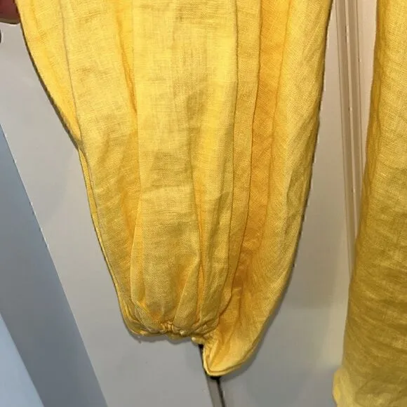 KALITA UTOPIA LINEN MINI DRESS IN YELLOW Sz M US6 EUC