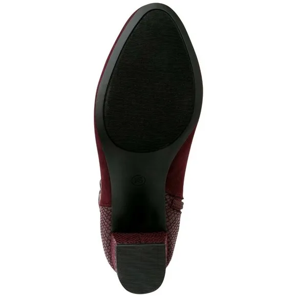 Karen Scott Ivyy Mixed-Media Heeled Booties Wine Snake Size 7 M