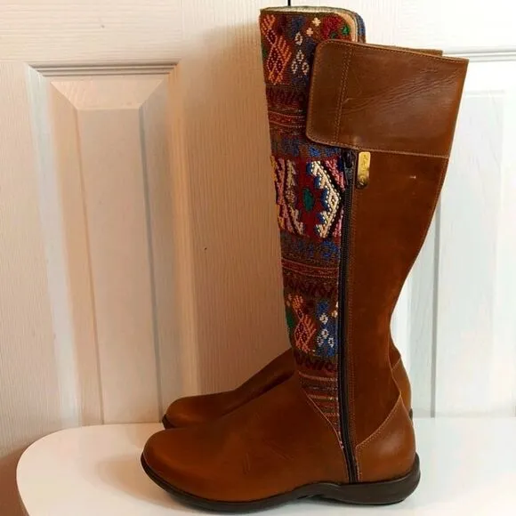 Karim Corzo Embroidered Tall Leather Boots Sz 36