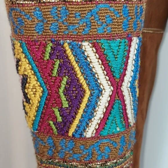 Karim Corzo Embroidered Tall Leather Boots Sz 36
