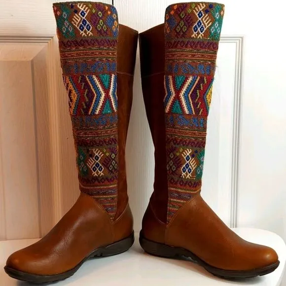 Karim Corzo Embroidered Tall Leather Boots Sz 36