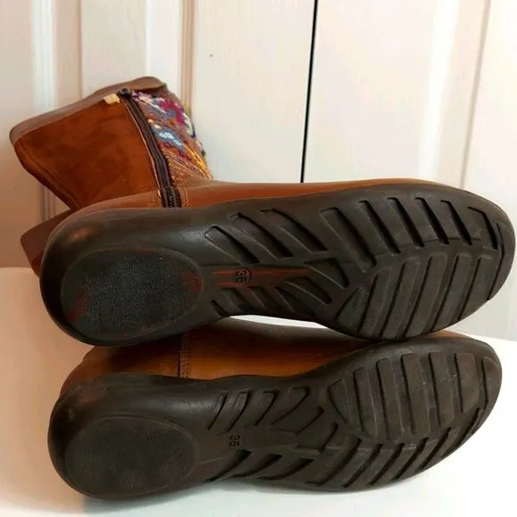Karim Corzo Embroidered Tall Leather Boots Sz 36