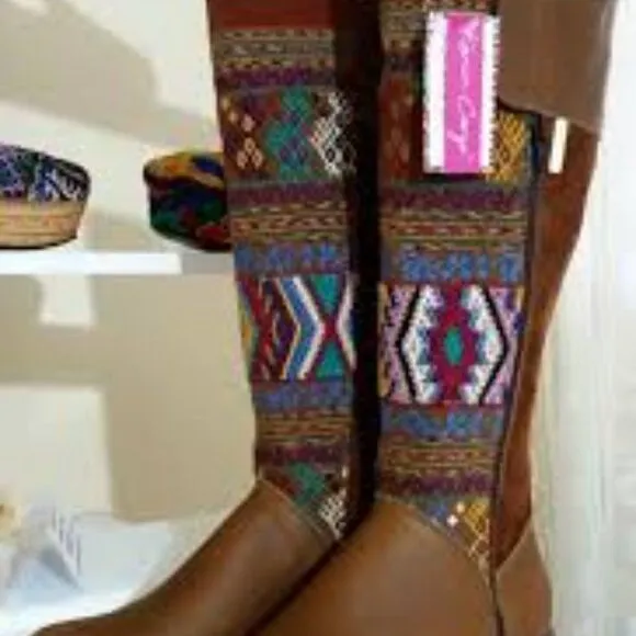 Karim Corzo Embroidered Tall Leather Boots Sz 36