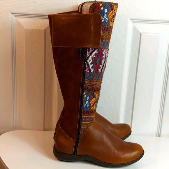 Karim Corzo Embroidered Tall Leather Boots Sz 36
