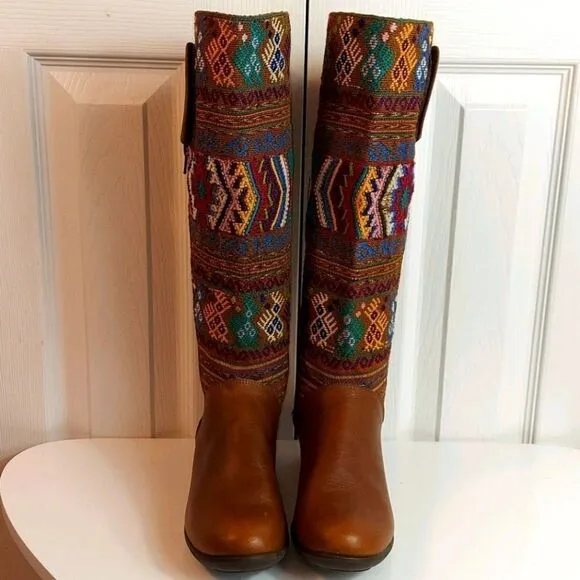Karim Corzo Embroidered Tall Leather Boots Sz 36