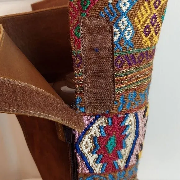 Karim Corzo Embroidered Tall Leather Boots Sz 36