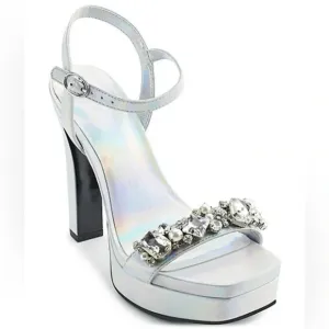KARL LAGERFELD PARISJala Rhinestone Embellished Platform Dress Sandals Sz 10