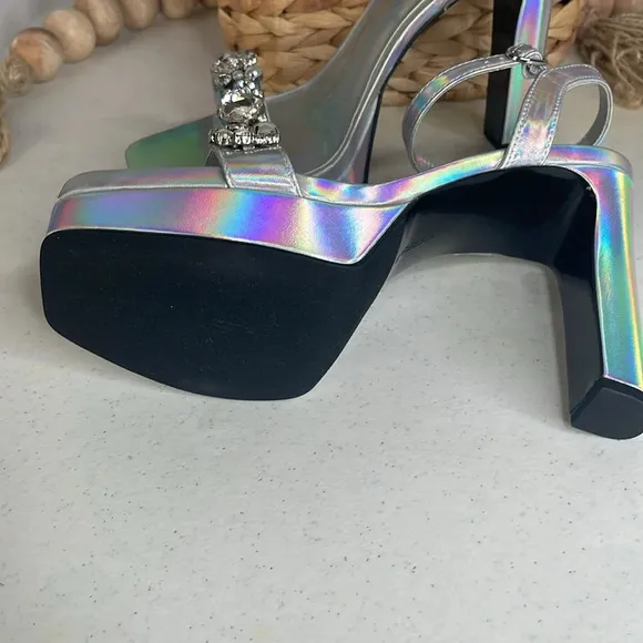 KARL LAGERFELD PARISJala Rhinestone Embellished Platform Dress Sandals Sz 10