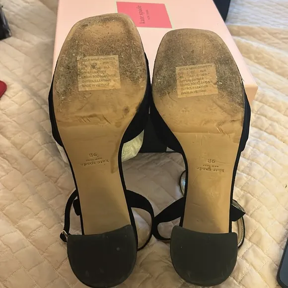 Kate Spade Black Suede Confetti Platform Sandals Sz. 9B