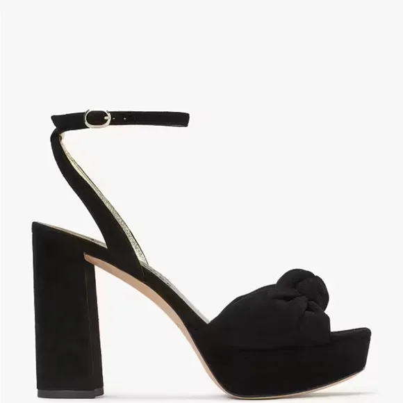 Kate Spade Black Suede Confetti Platform Sandals Sz. 9B