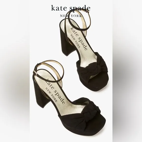 Kate Spade Black Suede Confetti Platform Sandals Sz. 9B
