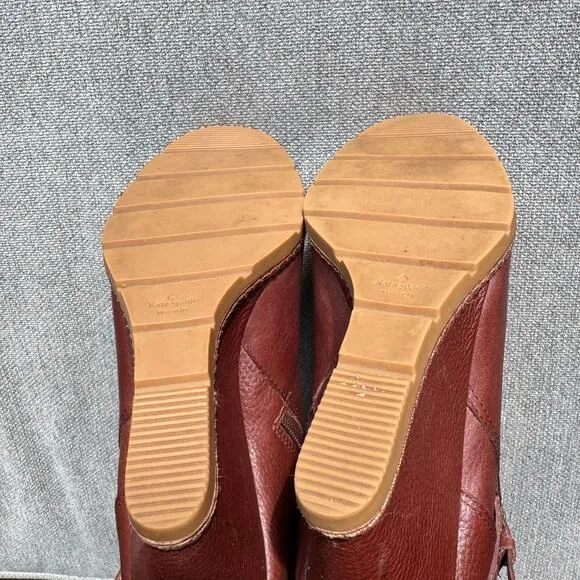 Kate Spade Brown Leather Wedge Knee-High Boots Sz: 9