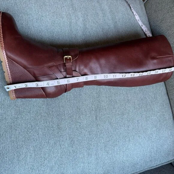 Kate Spade Brown Leather Wedge Knee-High Boots Sz: 9