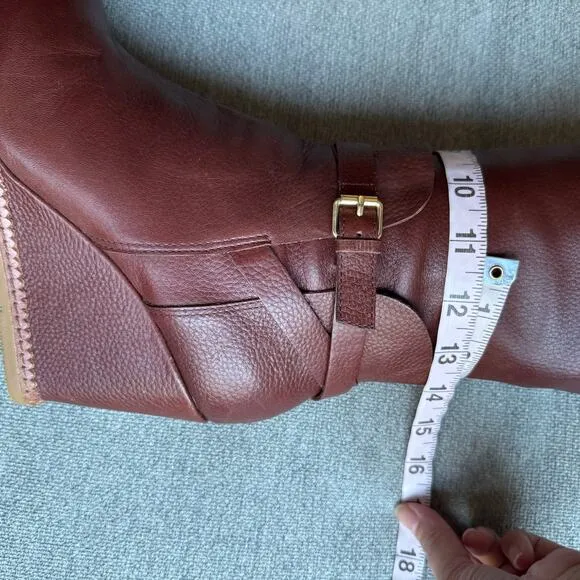 Kate Spade Brown Leather Wedge Knee-High Boots Sz: 9