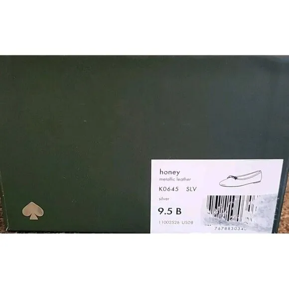 KATE SPADE NEW YORK Honey Metallic Leather Ballet Flats SZ 9.5 B New In Box NIB