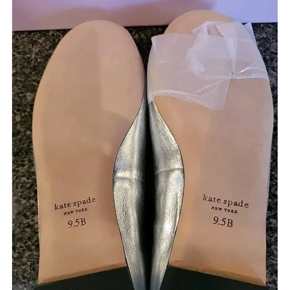 KATE SPADE NEW YORK Honey Metallic Leather Ballet Flats SZ 9.5 B New In Box NIB