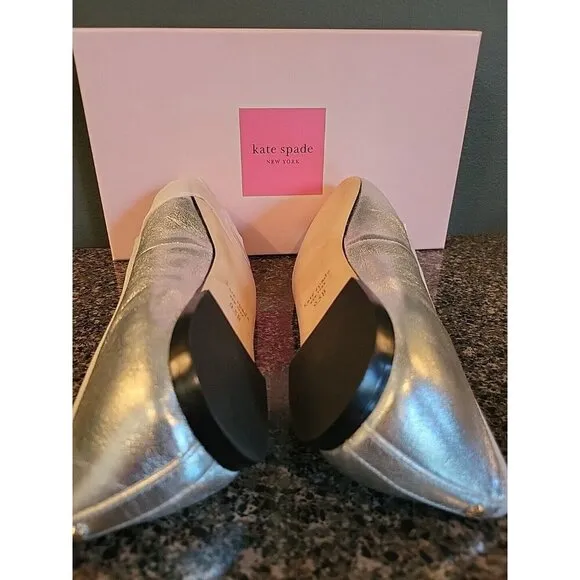 KATE SPADE NEW YORK Honey Metallic Leather Ballet Flats SZ 9.5 B New In Box NIB