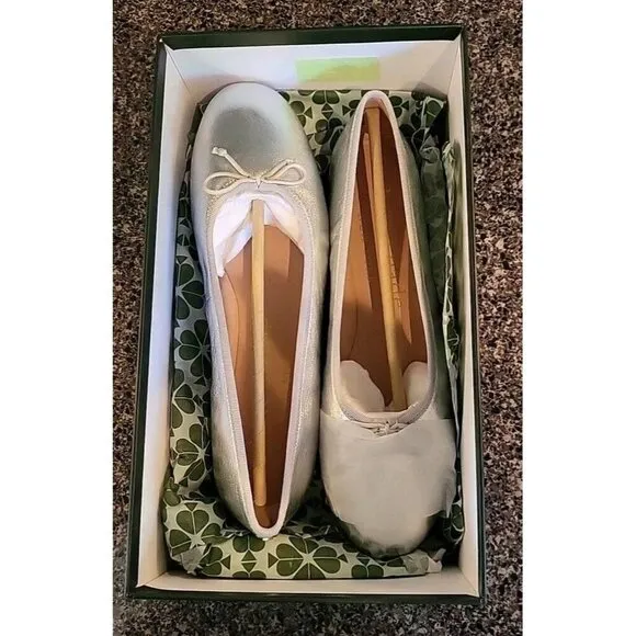 KATE SPADE NEW YORK Honey Metallic Leather Ballet Flats SZ 9.5 B New In Box NIB