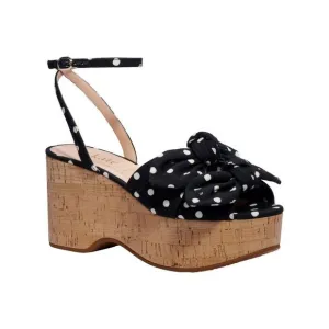 KATE SPADE NEW YORK Womens Black/French Cream Double Bow Cork Julep Sandals 9 B