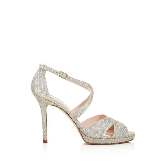 KATE SPADE NEW YORK Womens Silver Sparkling Mesh Frances Stiletto Sandals 8 M