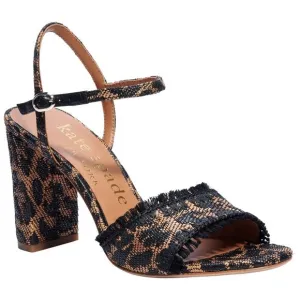 Kate Spade Women Slingback Sandals Olivia 6B Leopard Print Raffia Straw $178