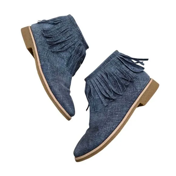 Kate Spade Women's Boots Size 9 Chambray Fringe Country Concert Boho