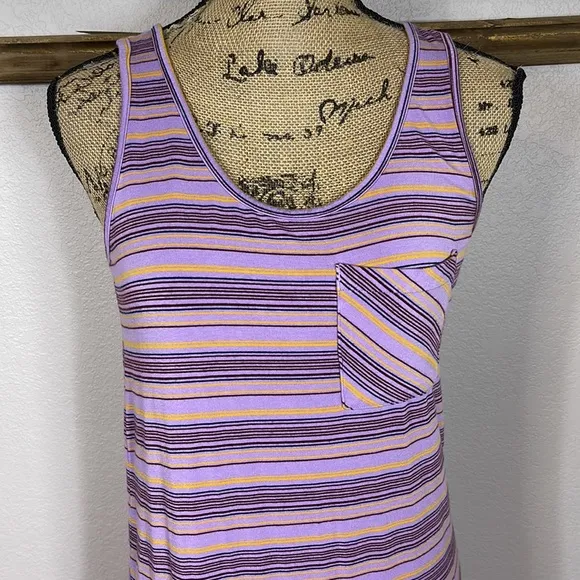 Kavu Purple Striped T-Shirt Tank Dress Size XS