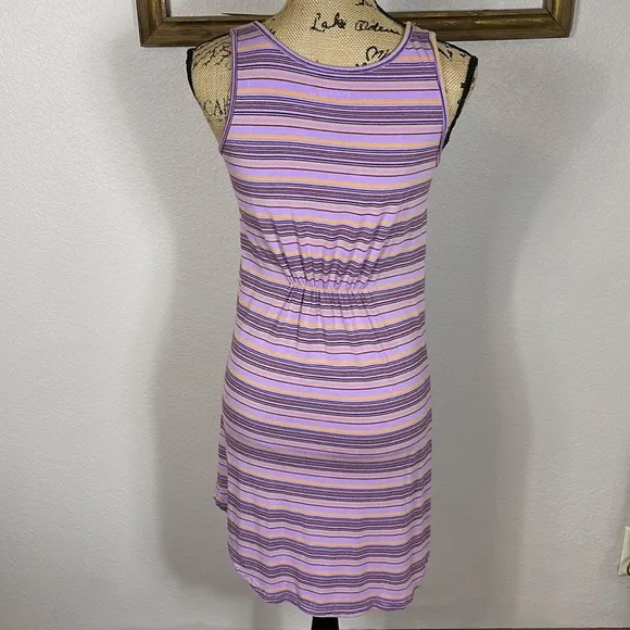 Kavu Purple Striped T-Shirt Tank Dress Size XS