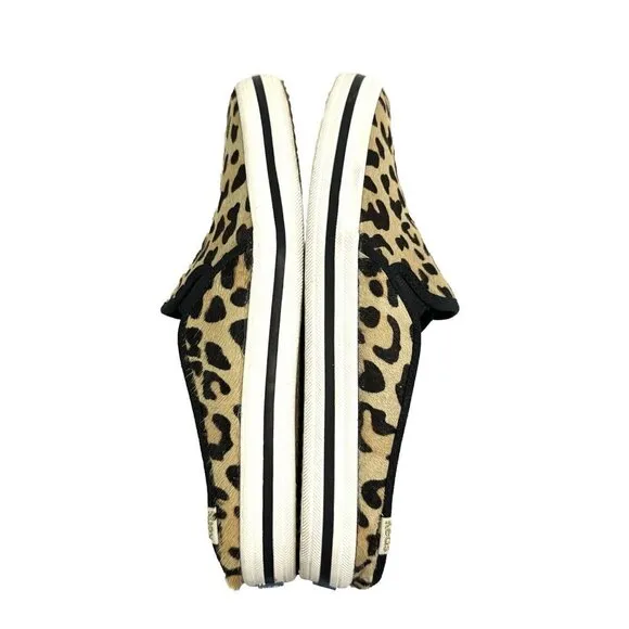 Keds X Kate Spade 7.5 Double Decker Calf Hair Leopard Slip On Mules Womens Shoes