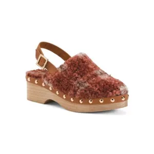 Kelsi Dagger Womens Rust Sherpa Warehouse Sling back Platform Clogs Sz 7 M NIB