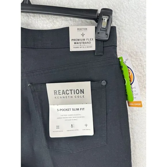 Kenneth Cole Reaction Black Canvas Slim Fit 5-Pocket Pants Mens Size 31W x 30L